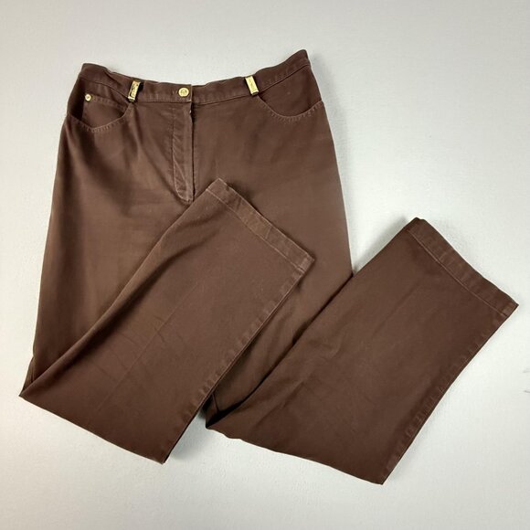 St. John Sport Jeans Women's 10 Brown Straight Leg Five Pocket High Rise - Picture 1 of 15